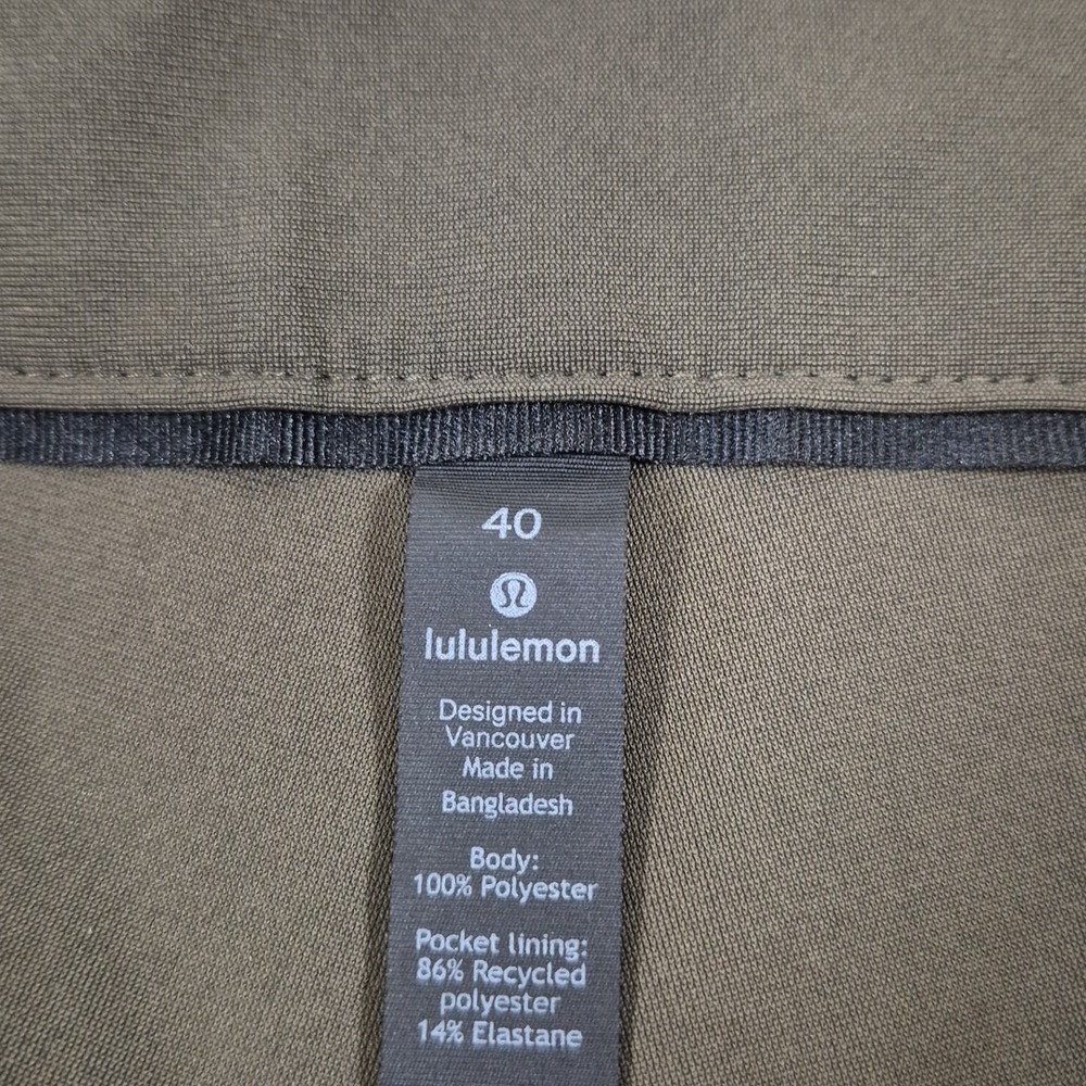 Lululemon Commission Pant Slim Mens 40x31 Warpstreme Chino Green - Picture 2 of 9